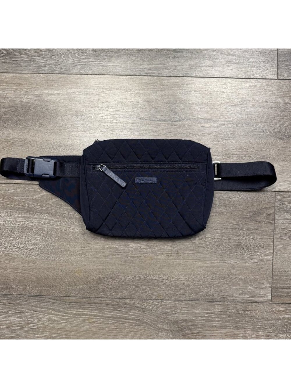 Vera Bradley Black Quilted Belt Bag Fanny Pack Crossbody Sling Waist Hip Blue